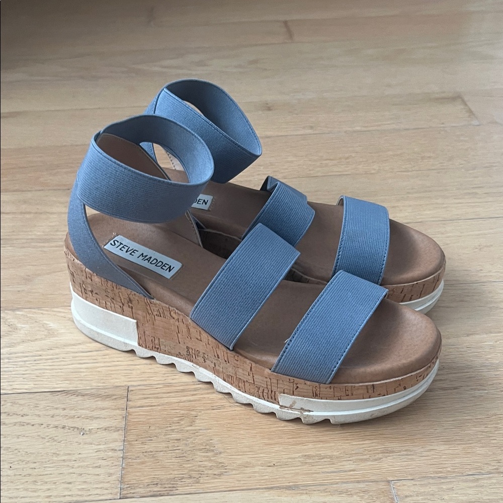 Steve Madden Denim Blue Platform Sandals